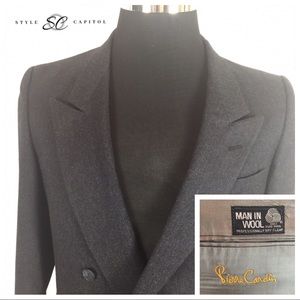 Pierre Cardin Mens 40R Gray Pinstripe Blazer Wool